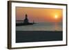 Indiana Dunes lighthouse at sunset, Indiana Dunes, Indiana, USA-Anna Miller-Framed Photographic Print