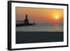 Indiana Dunes lighthouse at sunset, Indiana Dunes, Indiana, USA-Anna Miller-Framed Photographic Print