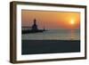 Indiana Dunes lighthouse at sunset, Indiana Dunes, Indiana, USA-Anna Miller-Framed Photographic Print