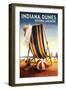 Indiana Dunes National Seashore, Indiana - Beach Chair and Ball-Lantern Press-Framed Art Print