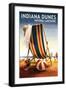 Indiana Dunes National Seashore, Indiana - Beach Chair and Ball-Lantern Press-Framed Art Print