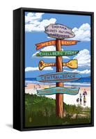 Indiana Dunes National Seashore, Indiana - Destination Signpost-Lantern Press-Framed Stretched Canvas