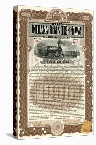Indiana, Illinois and Iowa Rail Road Company Share Certificate-null-Stretched Canvas