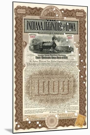 Indiana, Illinois and Iowa Rail Road Company Share Certificate-null-Mounted Art Print