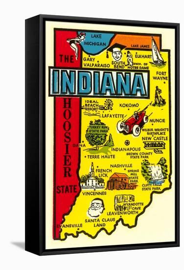 Indiana Map Decal-null-Framed Stretched Canvas