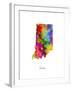 Indiana Map-Michael Tompsett-Framed Art Print