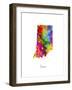 Indiana Map-Michael Tompsett-Framed Art Print