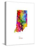 Indiana Map-Michael Tompsett-Stretched Canvas