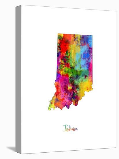 Indiana Map-Michael Tompsett-Stretched Canvas