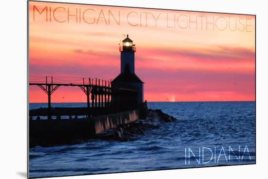 Indiana - Michigan City Lighthouse-Lantern Press-Mounted Art Print