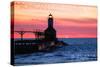 Indiana - Michigan City Lighthouse-Lantern Press-Stretched Canvas