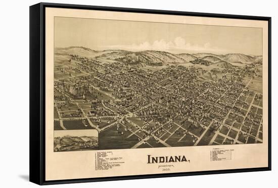 Indiana, Pennsylvania - Panoramic Map-Lantern Press-Framed Stretched Canvas