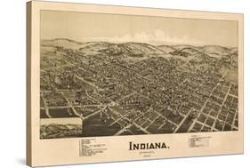 Indiana, Pennsylvania - Panoramic Map-Lantern Press-Stretched Canvas