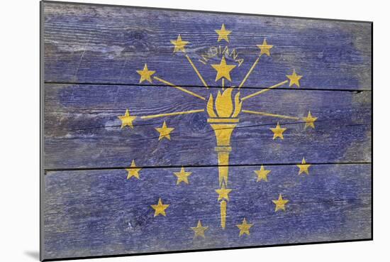 Indiana State Flag - Barnwood Painting-Lantern Press-Mounted Art Print