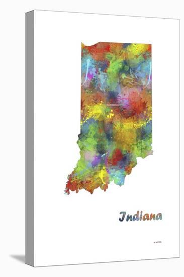 Indiana State Map 1-Marlene Watson-Stretched Canvas