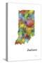 Indiana State Map 1-Marlene Watson-Stretched Canvas
