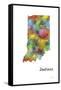 Indiana State Map 1-Marlene Watson-Framed Stretched Canvas