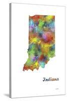 Indiana State Map 1-Marlene Watson-Stretched Canvas