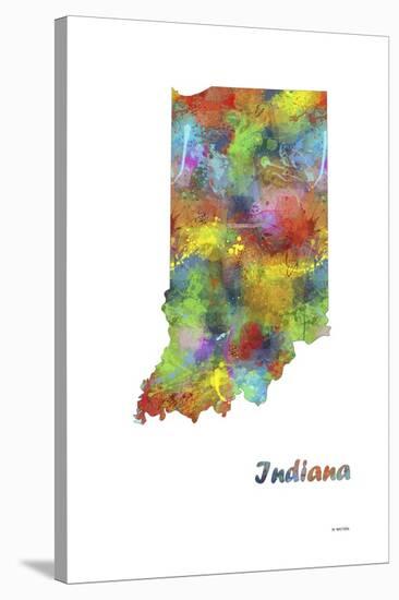 Indiana State Map 1-Marlene Watson-Stretched Canvas