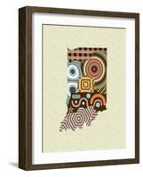 Indiana State Map-Lanre Adefioye-Framed Giclee Print