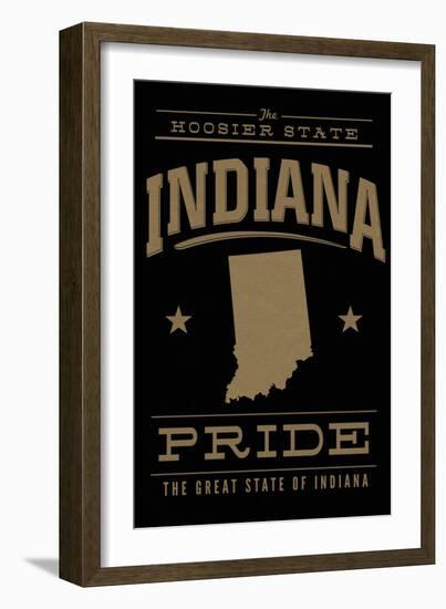 Indiana State Pride - Gold on Black-Lantern Press-Framed Art Print