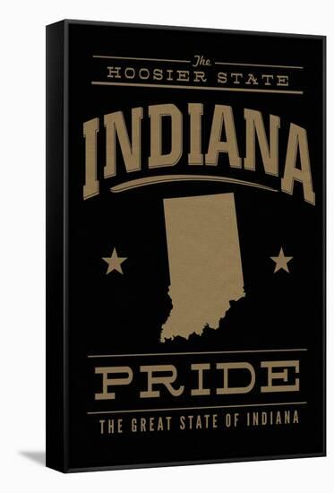 Indiana State Pride - Gold on Black-Lantern Press-Framed Stretched Canvas