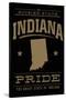 Indiana State Pride - Gold on Black-Lantern Press-Stretched Canvas