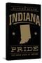 Indiana State Pride - Gold on Black-Lantern Press-Stretched Canvas
