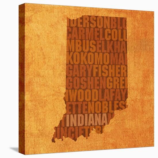 Indiana State Words-David Bowman-Stretched Canvas