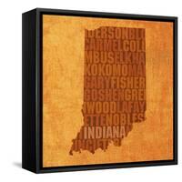 Indiana State Words-David Bowman-Framed Stretched Canvas