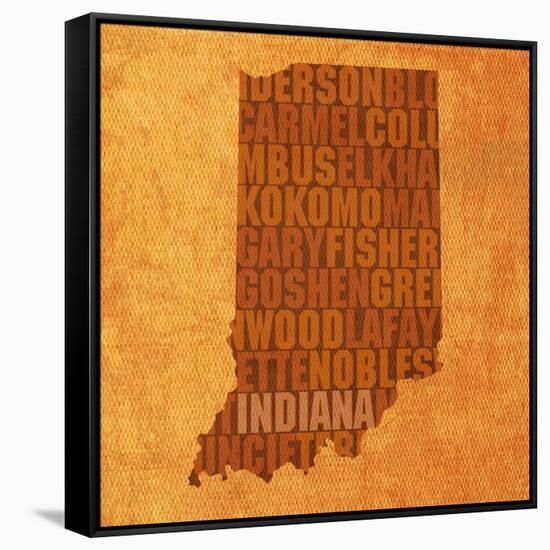 Indiana State Words-David Bowman-Framed Stretched Canvas