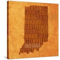 Indiana State Words-David Bowman-Stretched Canvas