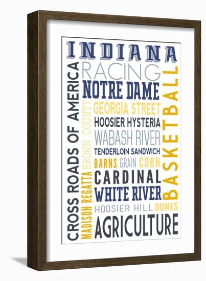 Indiana - Typography-Lantern Press-Framed Art Print