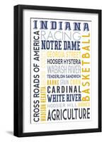 Indiana - Typography-Lantern Press-Framed Art Print