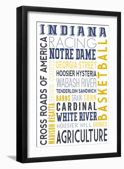 Indiana - Typography-Lantern Press-Framed Art Print