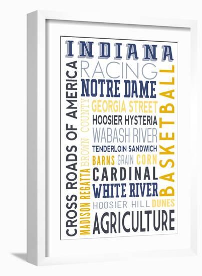 Indiana - Typography-Lantern Press-Framed Art Print