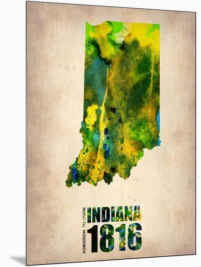 Indiana Watercolor Map-NaxArt-Mounted Art Print