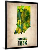 Indiana Watercolor Map-NaxArt-Framed Art Print