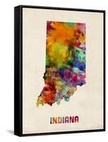 Indiana Watercolor Map-Michael Tompsett-Framed Stretched Canvas