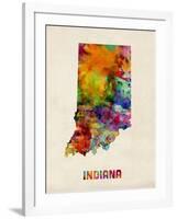 Indiana Watercolor Map-Michael Tompsett-Framed Art Print