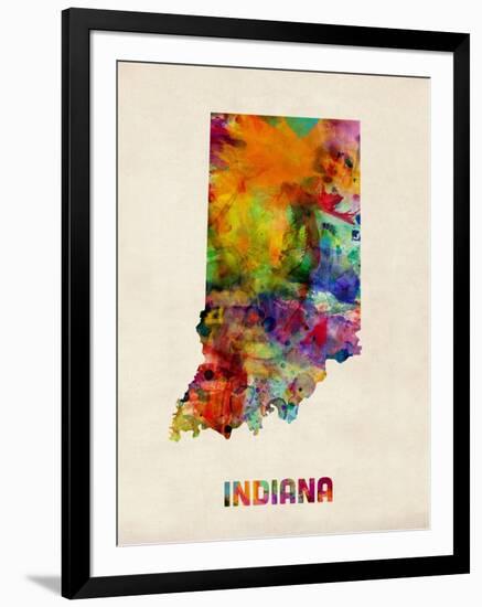 Indiana Watercolor Map-Michael Tompsett-Framed Art Print