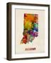 Indiana Watercolor Map-Michael Tompsett-Framed Art Print