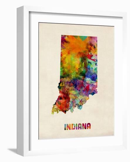 Indiana Watercolor Map-Michael Tompsett-Framed Art Print