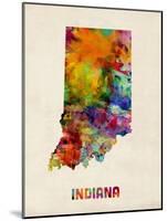 Indiana Watercolor Map-Michael Tompsett-Mounted Art Print
