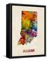 Indiana Watercolor Map-Michael Tompsett-Framed Stretched Canvas