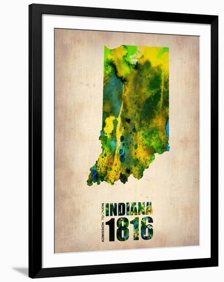 Indiana Watercolor Map-NaxArt-Framed Art Print