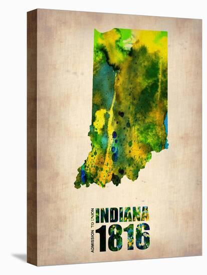 Indiana Watercolor Map-NaxArt-Stretched Canvas