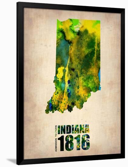 Indiana Watercolor Map-NaxArt-Framed Art Print