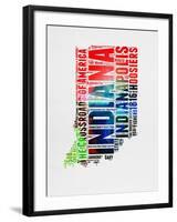 Indiana Watercolor Word Cloud-NaxArt-Framed Art Print