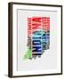 Indiana Watercolor Word Cloud-NaxArt-Framed Art Print